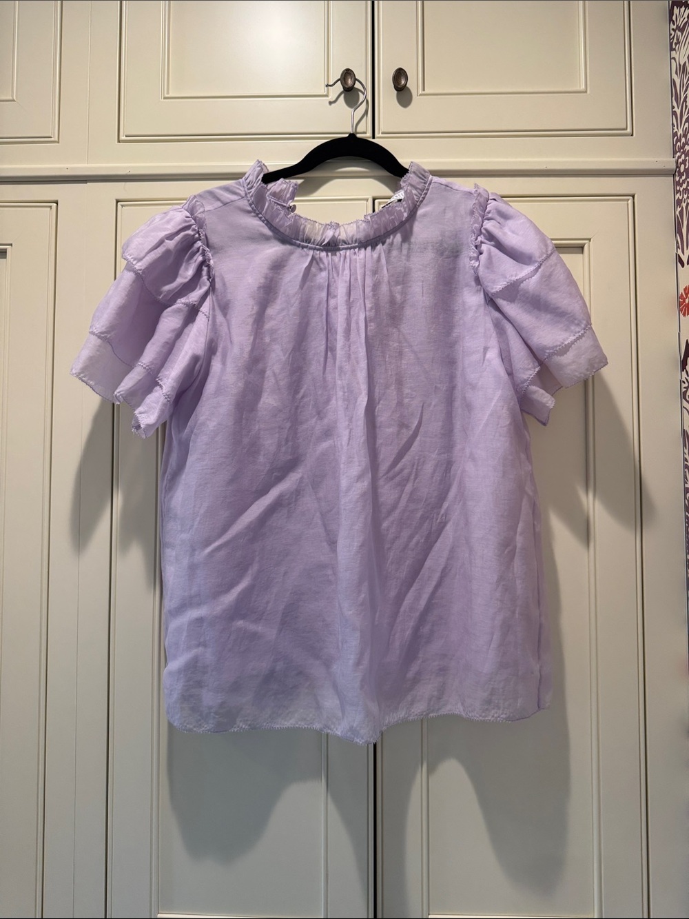 HUNTER BELL Lilac Ruffle-Neck Short Sleeve Girls' Top